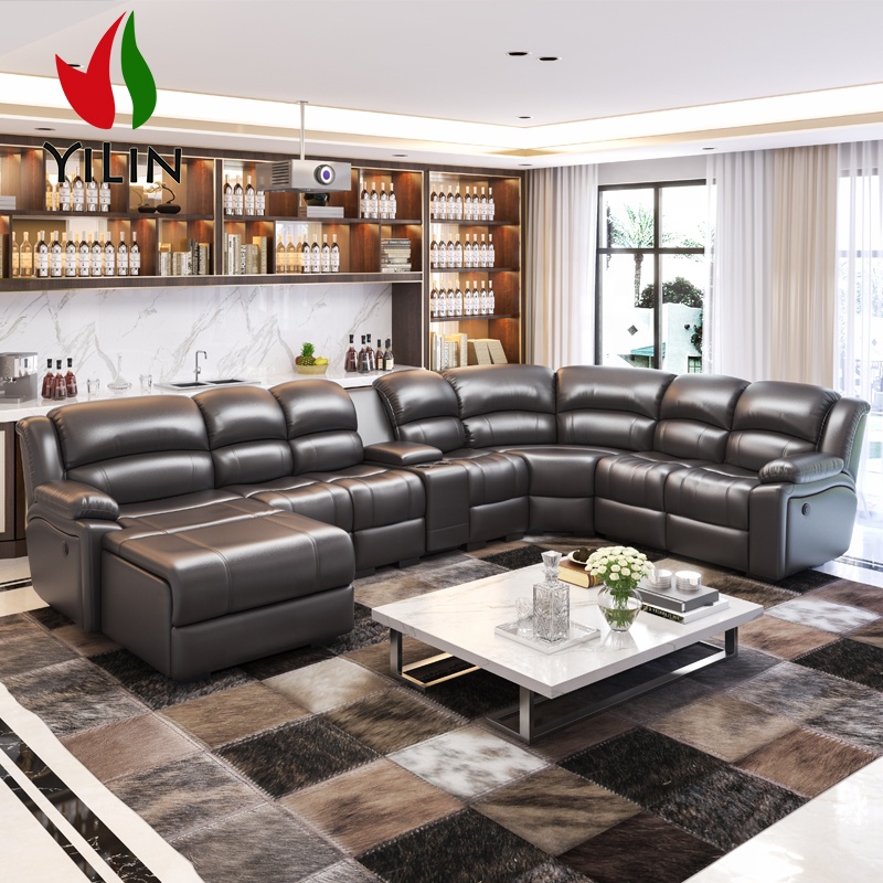 R808 Hot Sale Home Living Room Home Theater Electric Power Recline Big Corner Sectionals Sofa U Shape Recliner Smart Sofa