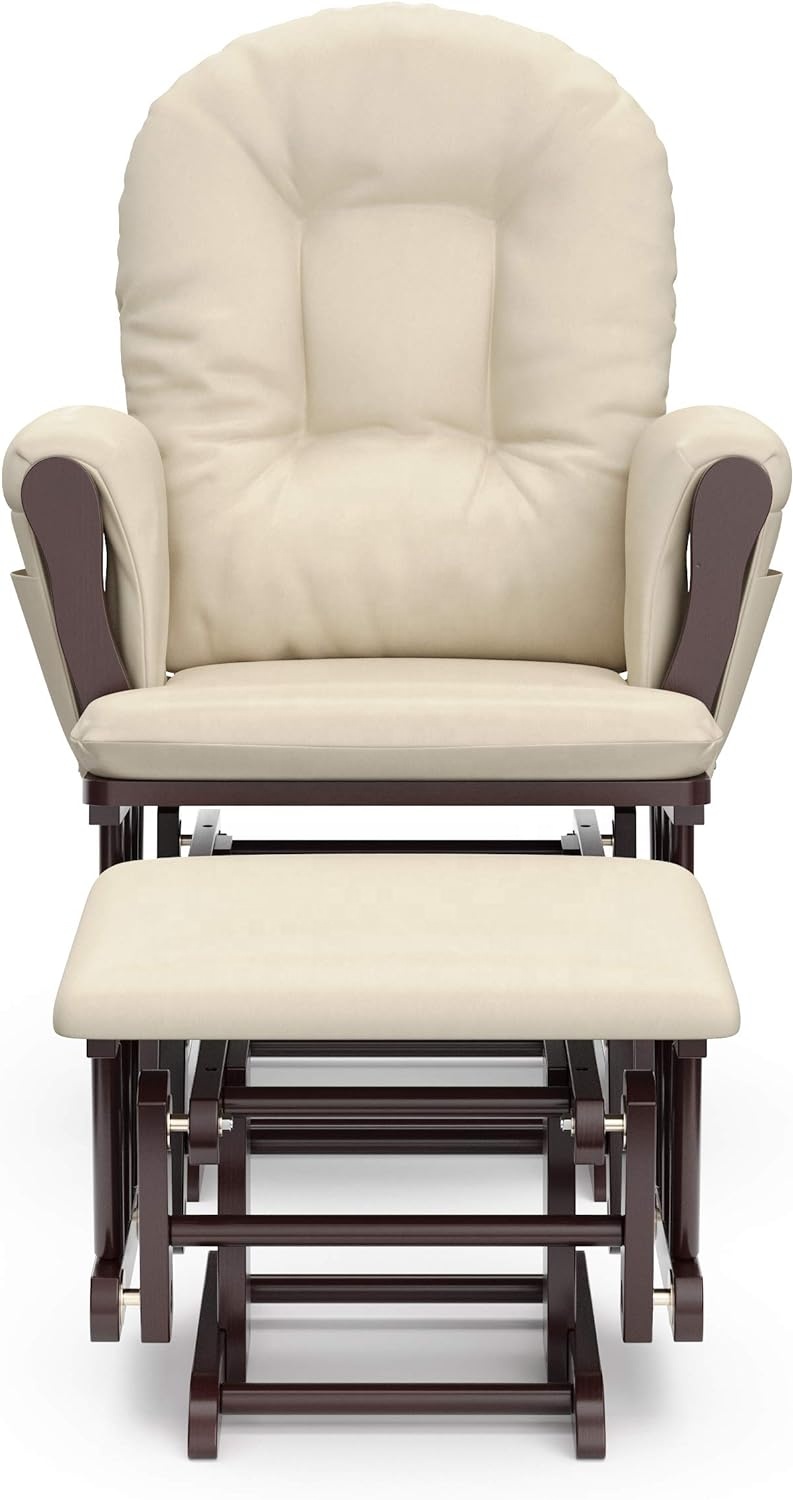 HE-1309 Manufactory Rocking Nursery Chair Solid Wooden Glider Ottoman Chair Glider Rocker Chair with Ottoman