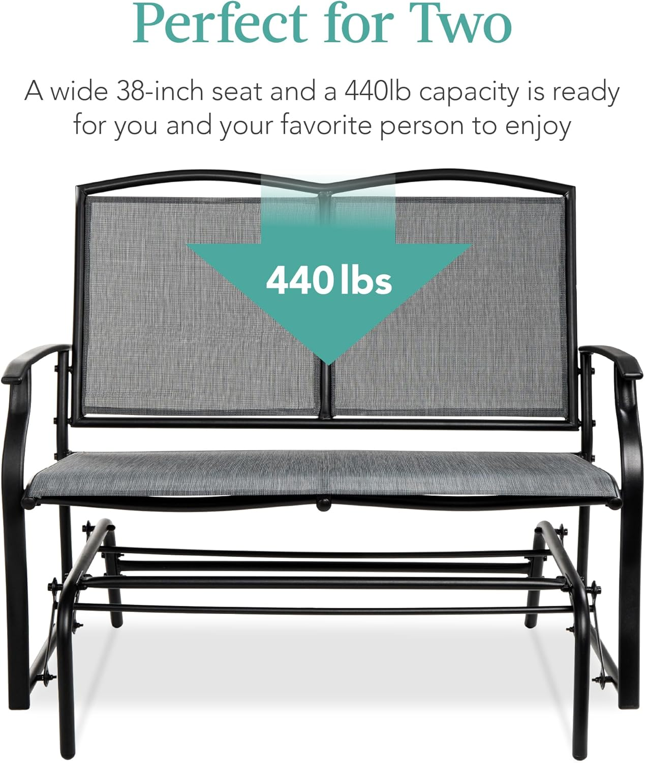Outdoor Garden 2-Person Glider Rocking Chair Metal Frame Teslin Fabric