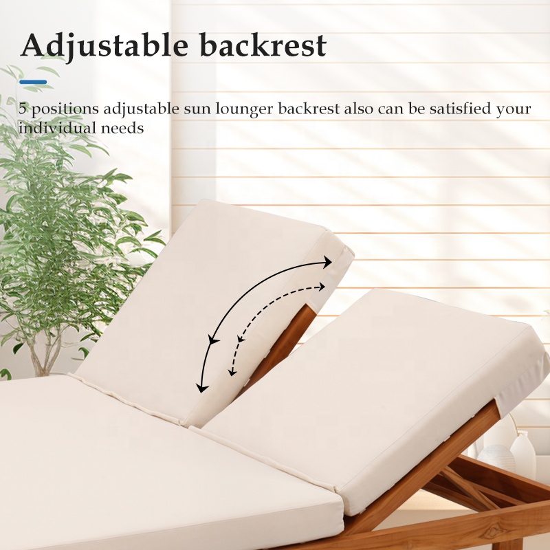 Luxury Garden Patio Chaise Lounger Daybed Chairs Furniture Outdoor Beach Pool Teak Wood Double Lounge Sunbed