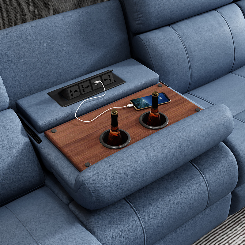 Modern Minimalist Electric L-shaped Recliner Sofa Smart Living Room Set Featuring Retractable Corner Sofa Fabric Massage