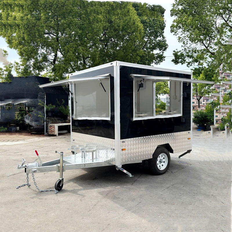 Mini Mobile Food Cart with Pizza Coffee Donuts Hot Dogs Bar-Small Aluminum Kitchen Kiosk Restaurants Food Trailer for Sale