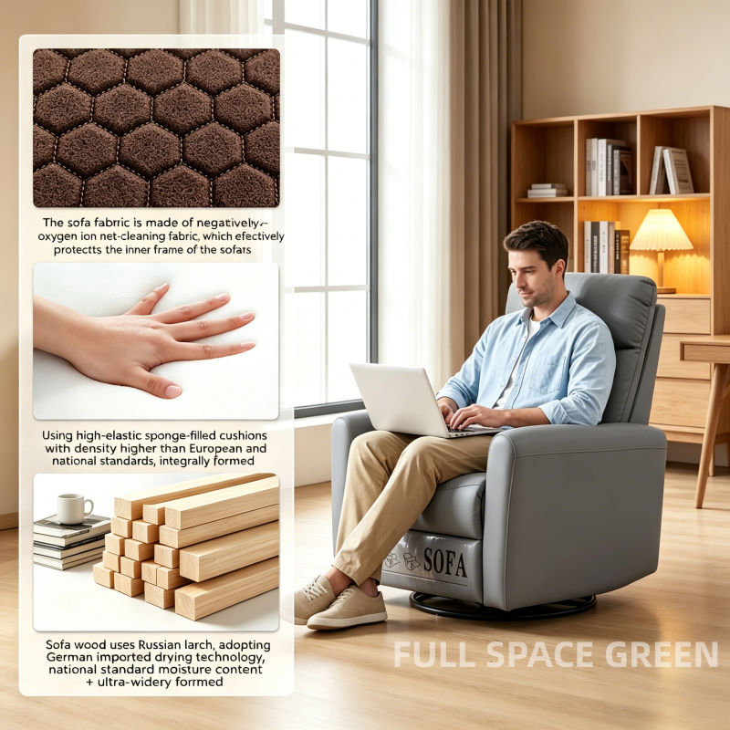 Wholesale Comfort Adjustable Ergonomic Recliner Sofa Sponge Square Manual Recline Reading Single Seat Apartment School Use