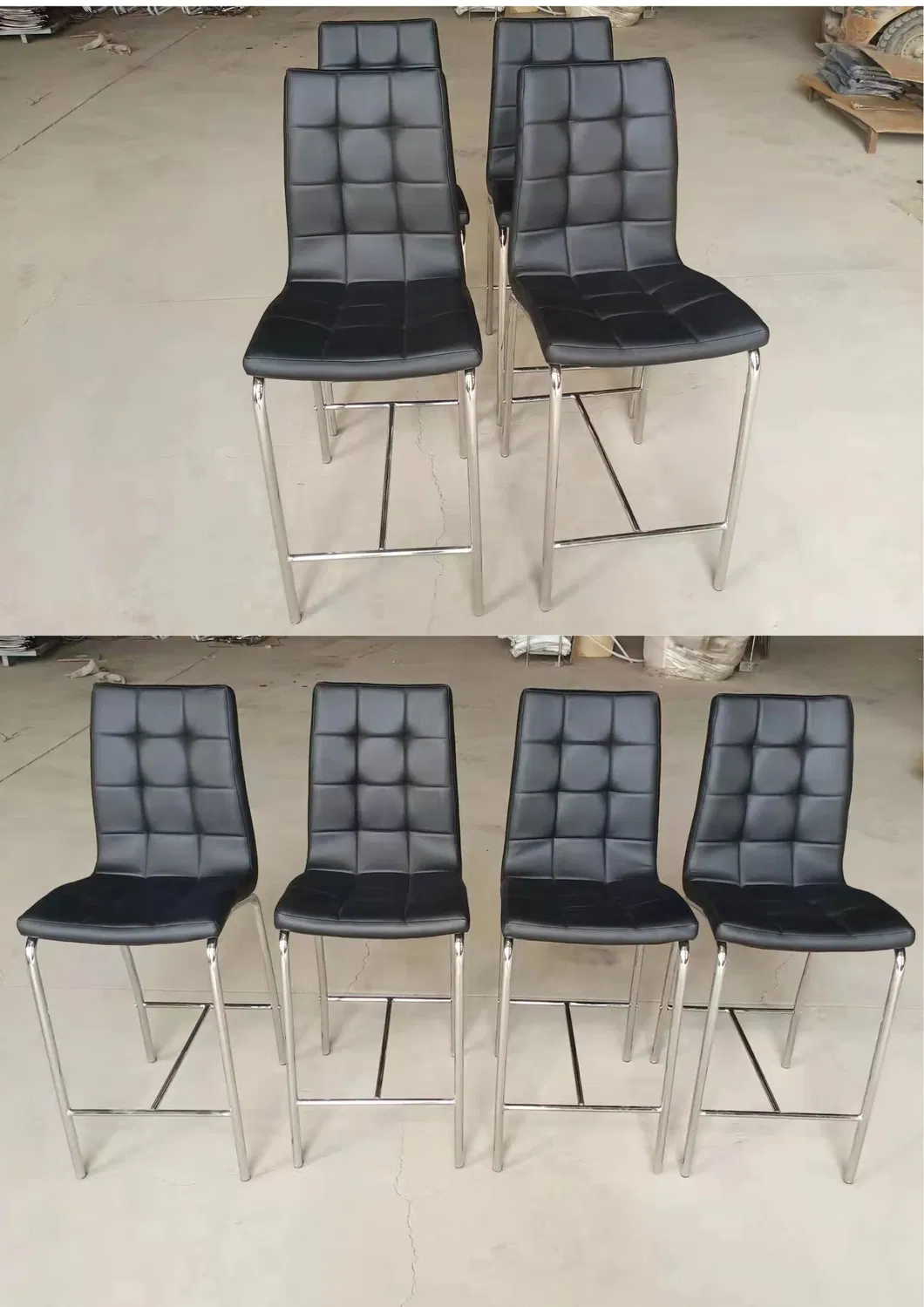 Black High Chair Soft PU Seat and Back Bar Stool Details