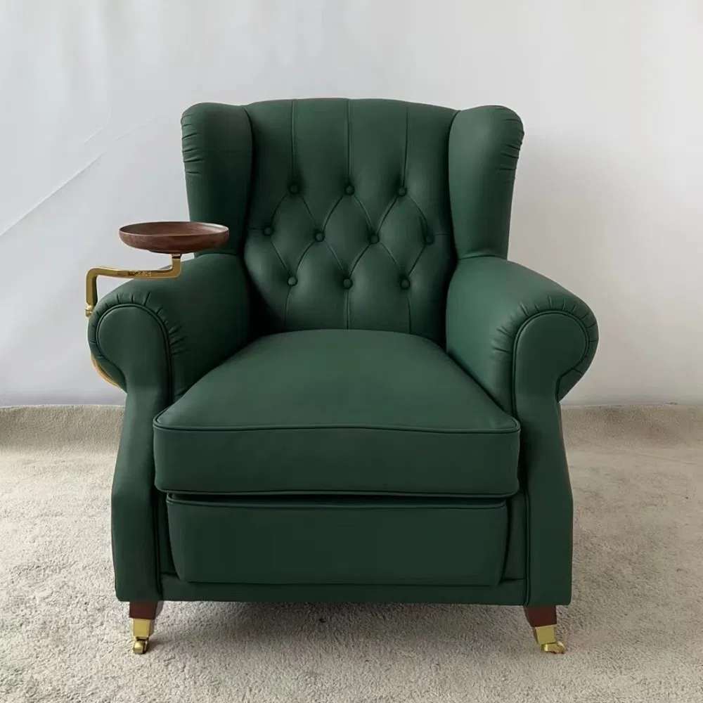 Accent Chairs with Gold Bar Room Genuine Leather Lounge Arm Chair MID Century Modern Accent Chair