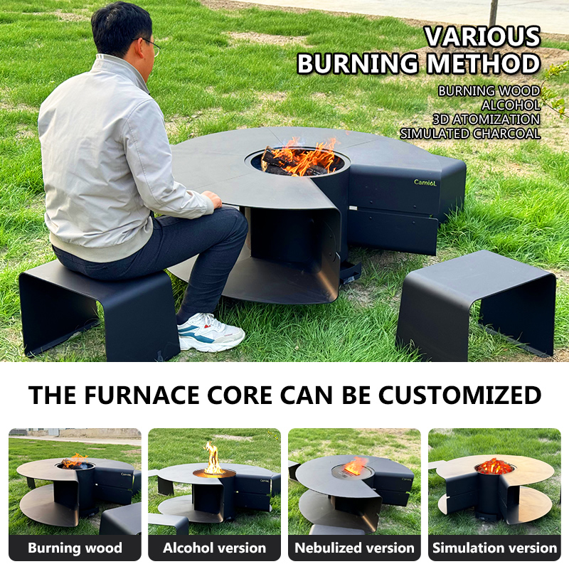 Modern Multifunctional Outdoor Fire Table With Wood Burning Heating For Garden Patio BBQ Use