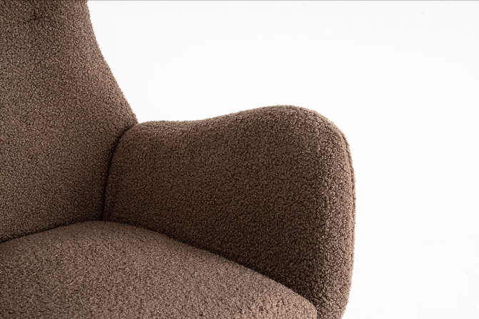 Modern Teddy Fabric Glider Chair with Safety Features Comfy Rocking Armchair with Side Pocket