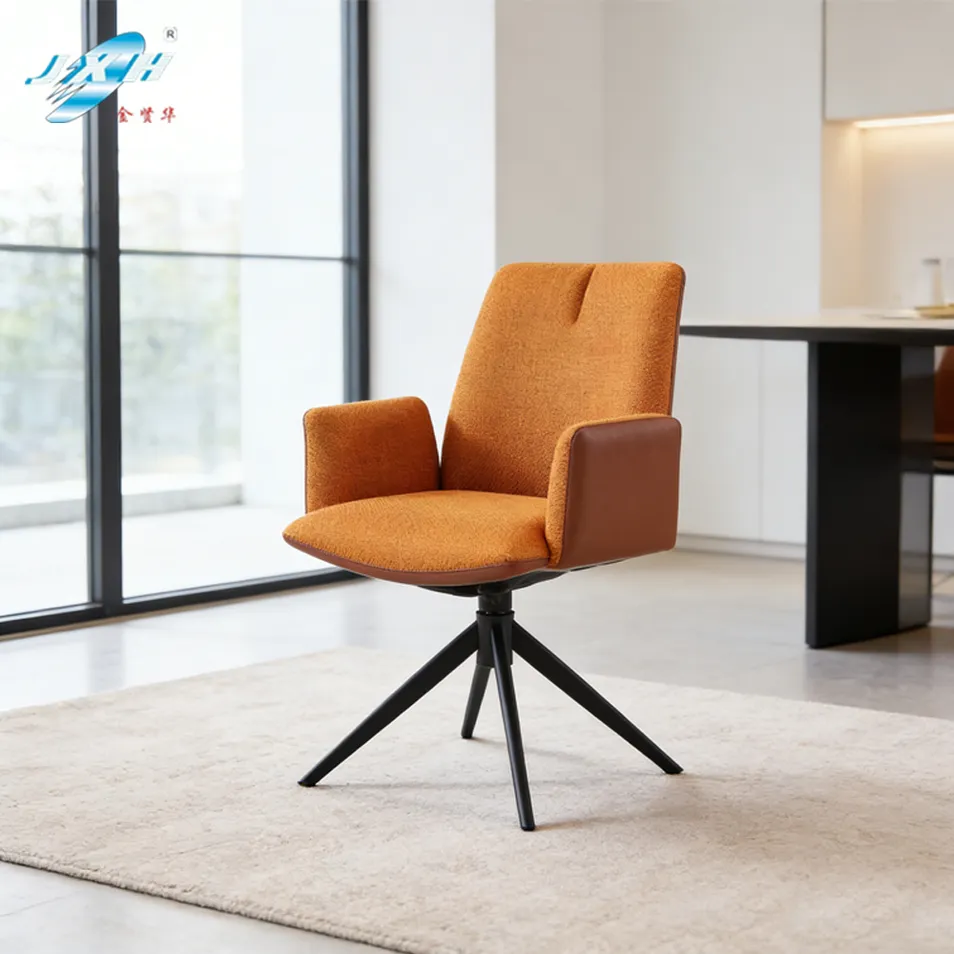 Accent Swivel Dining Chair with Modern Fabric Angle View