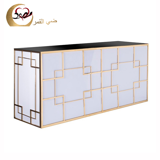Outdoor Wedding Stainless Steel Frame Glass Contemporary Commercial Bar Counter for Hotel &amp; Living Room