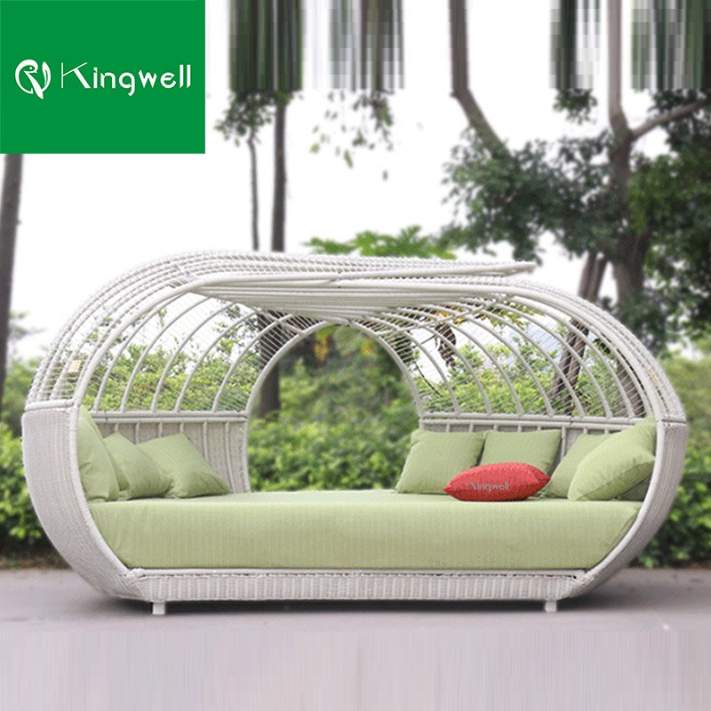 Outdoor Furniture Aluminum Daybed with Canopy Rattan Grade-a Pool Garden Sunbed