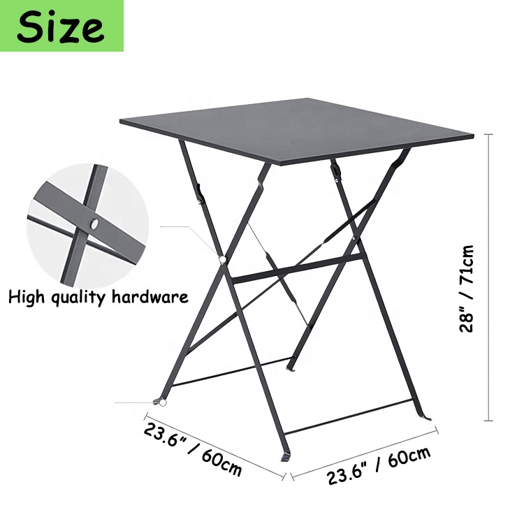 3Pcs Metal Bistro Set Folding Outdoor Patio Furniture Sets 2 Chairs Indoor and Outdoor Coffee Table for Patio Yard Garden Set
