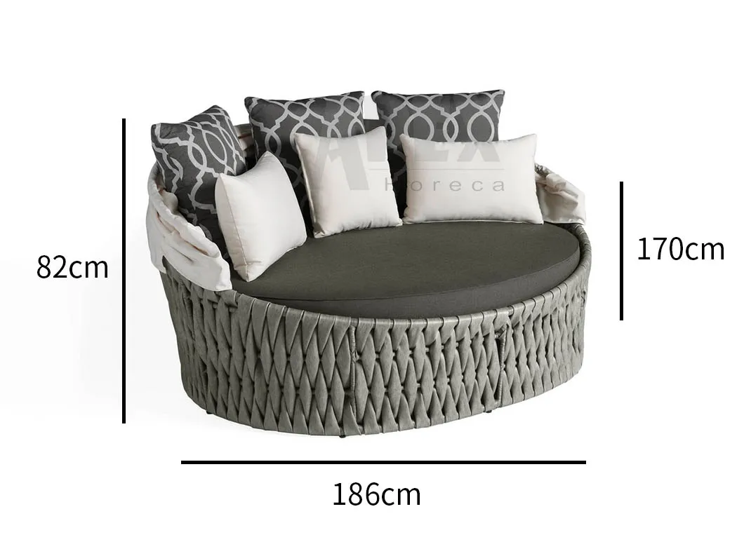 Modern Garden Patio Rattan Aluminum Frame Outdoor Furniture Sun Chair Daybed