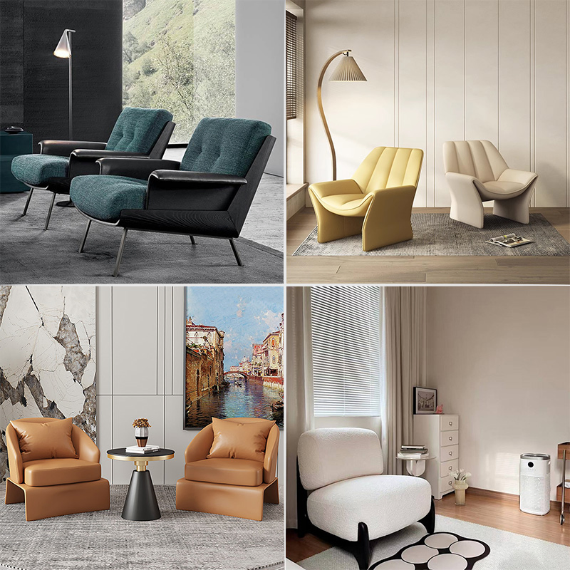 Leisure Leather Fabric Sofa Chair Accent Lounge Chaise Chair for Hotel Restaurant Living Room Bedroom Cafe Coffee Shop