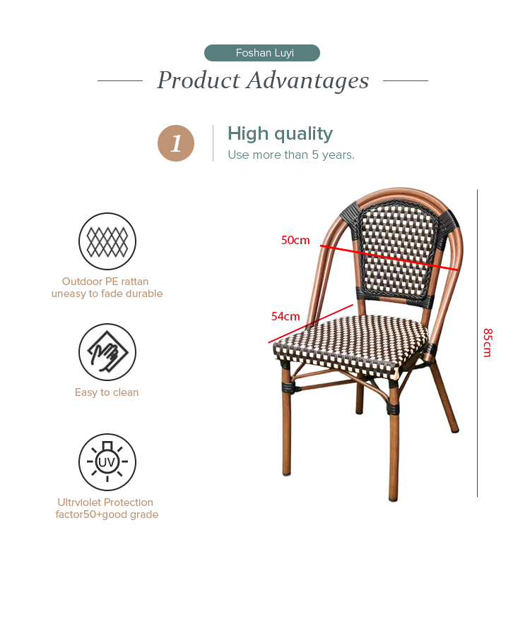Aluminum PE rattan chair detail