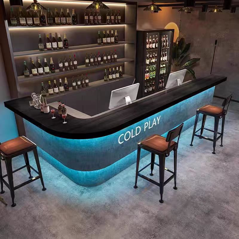 Industrial Style Eco-Friendly Water Resistant Front Desk for Restaurants Coffee Shops Pubs Wood Night Club Bar Counter for Mall