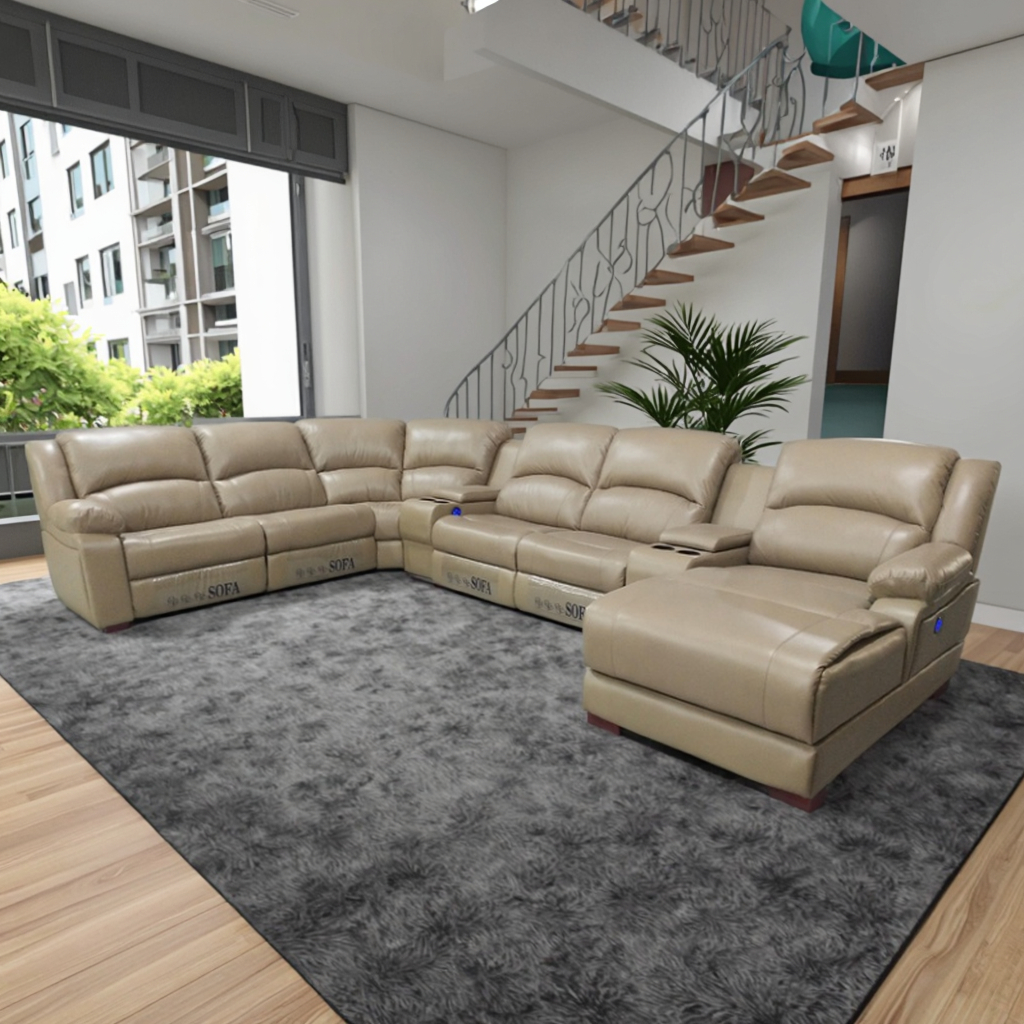 R808 Hot Sale Home Living Room Home Theater Electric Power Recline Big Corner Sectionals Sofa U Shape Recliner Smart Sofa
