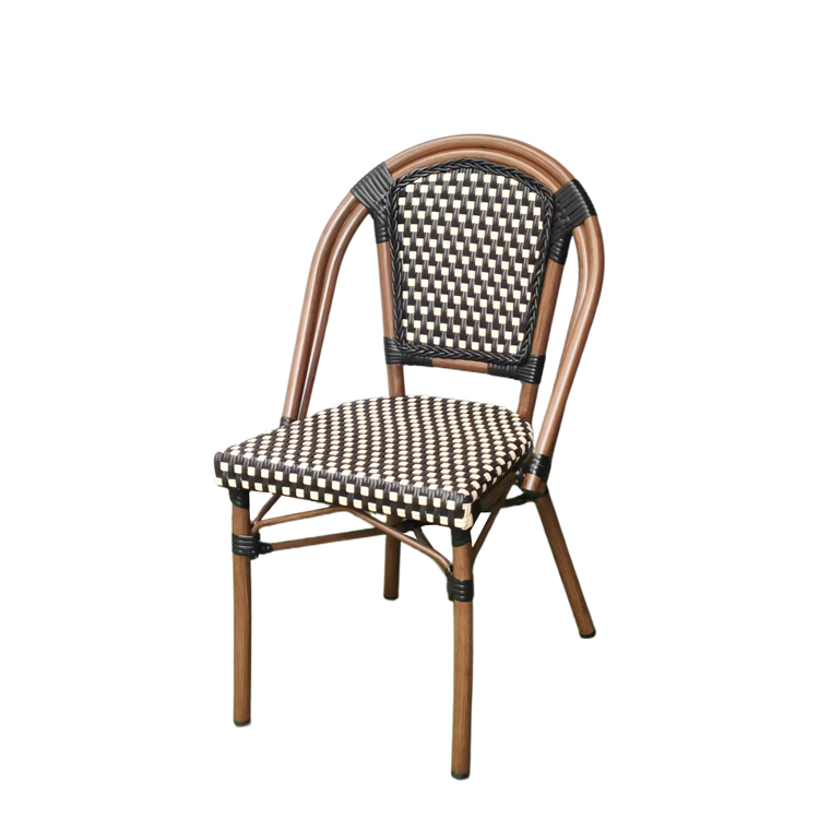 French Bistro Outdoor Furniture Outdoor Rattan Chair Wicker Coffee Restaurant Garden Aluminium Dining Table and Chair Set