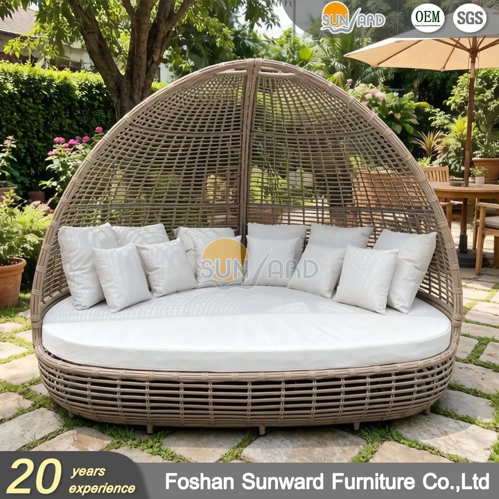 Modern Design Garden Patio Rattan Sunbed Outdoor Leisure Sofa Bed Bird Nest Daybed