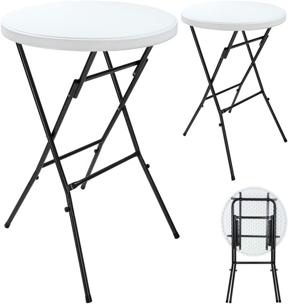 Outdoor Dia 80cm Banquet Weddings Round Plastic White Foldable Portable Folding Cocktail Bar Table Hotel Party Events Table