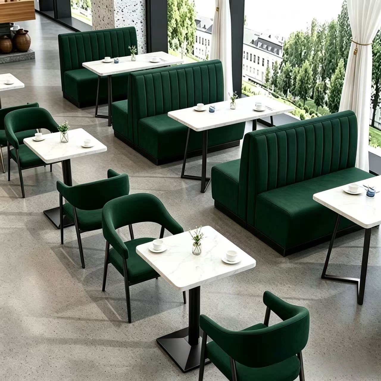 Durable Restaurant Tables And Chair, Restaurant Furniture Set, Cafeteria Bar Restaurant Furniture Cafe Furniture Booth Seating