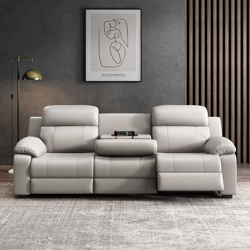 Modern 3 Seater Electric Reclining Modular Extendable Sectional Sofa High Quality Leather Metal Frame Living Room Set