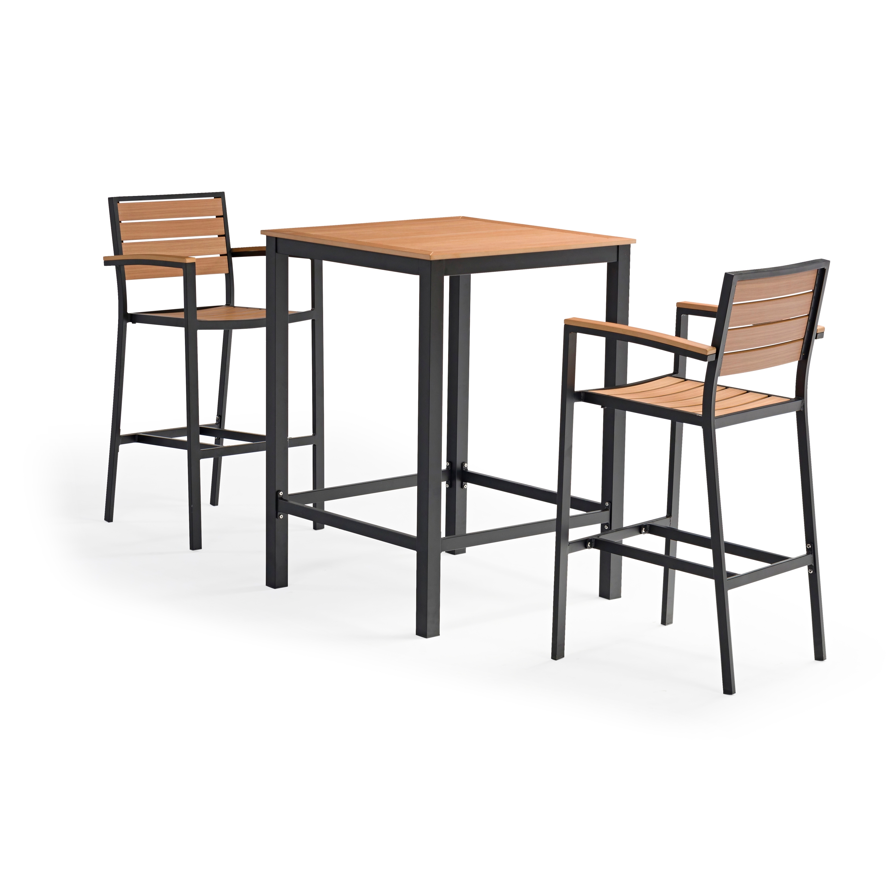 Modern Outdoor Garden Patio Dining Set PS Wood Table and Chairs Weather Resistant Bistro Furniture for Cafe Restaurant