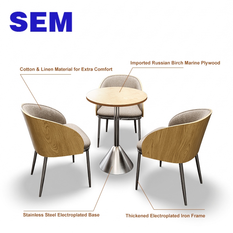 SEM Industrial Bistro Dining Table and Chair Set Luxury Food Court Coffee Tea Shop Restaurant Diner Wood Table and Chair Set