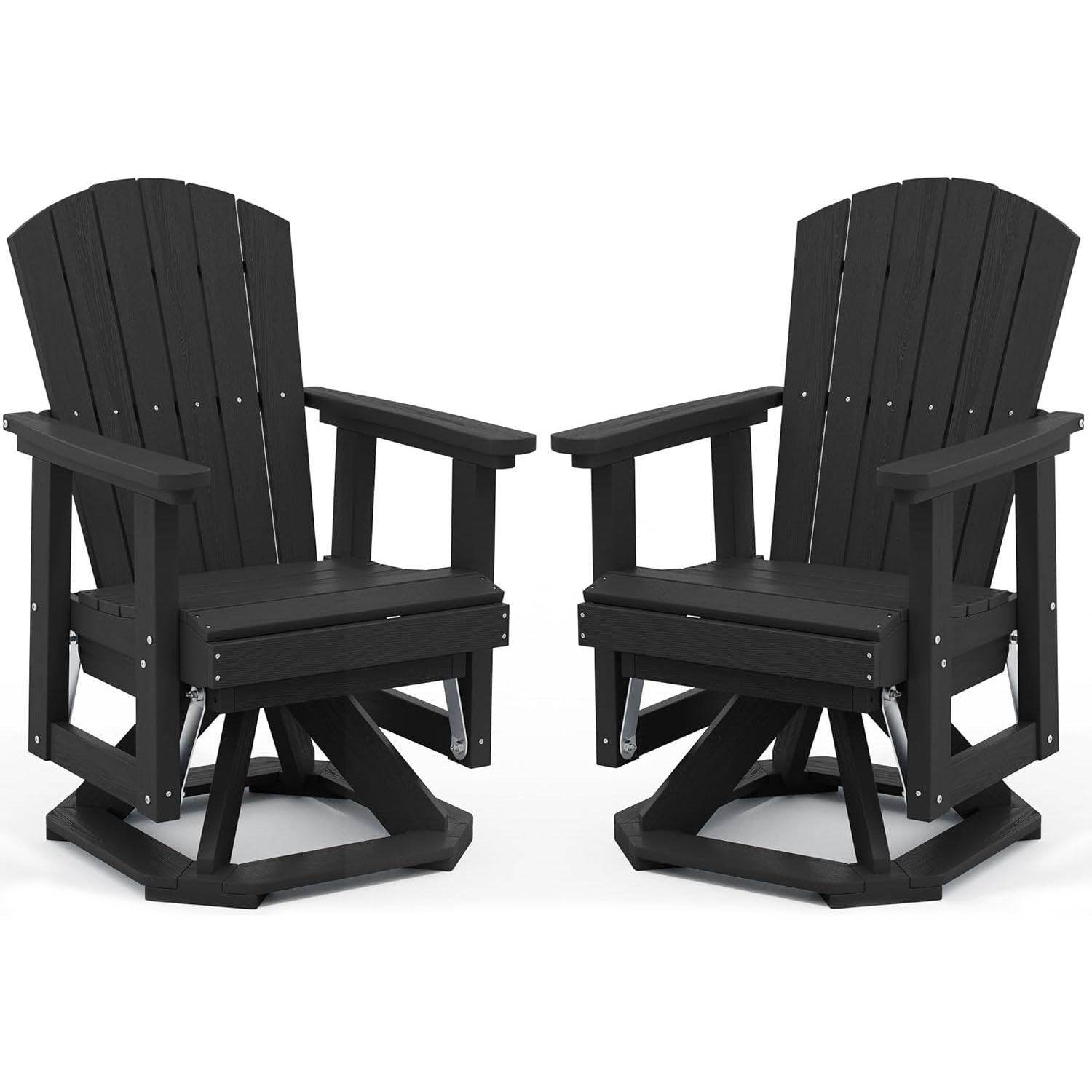 Adirondack Swivel Glider Chair HDPE Glider Set of 2 for Outdoor All-Weather Contemporary Design Hotel &amp; Park Use
