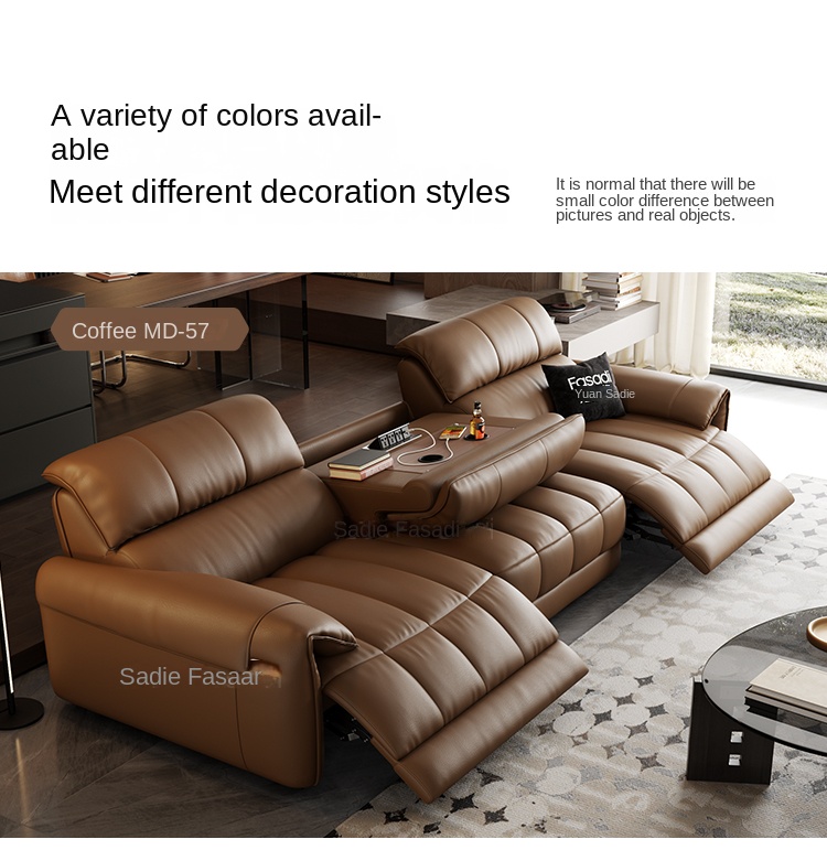 Modern Genuine Leather Recliners Set 7