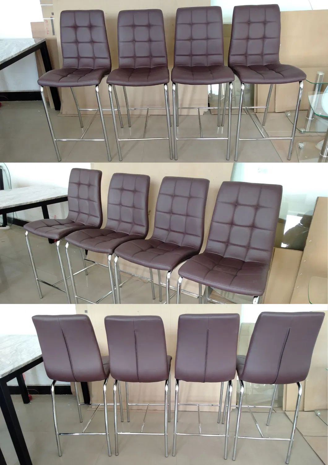 Black High Chair Soft PU Seat and Back Bar Stool Base
