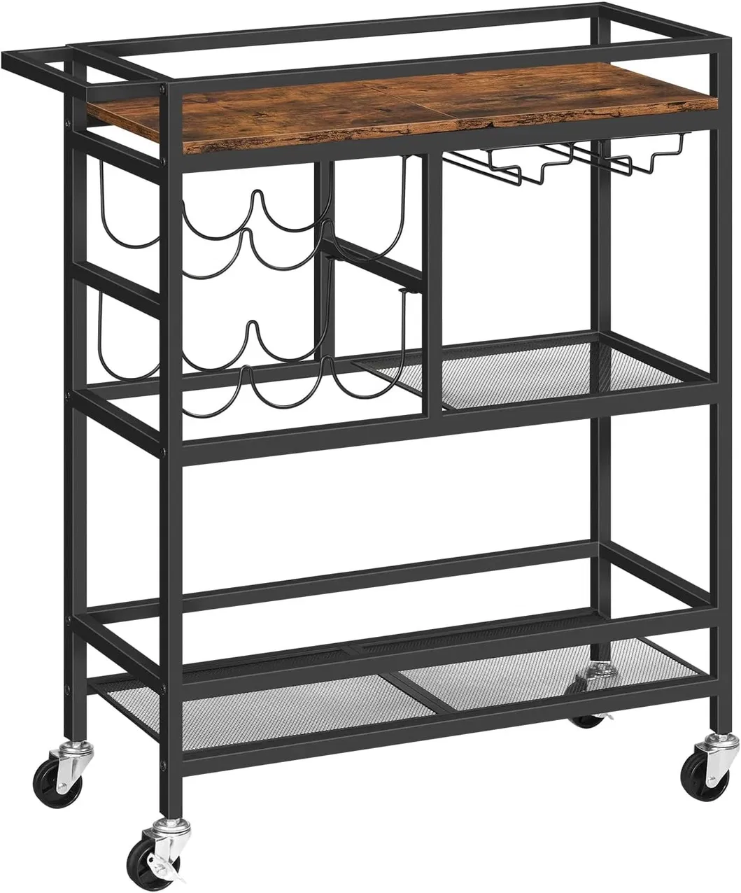 Elegant 3-Tier Rolling Bar Cart Details