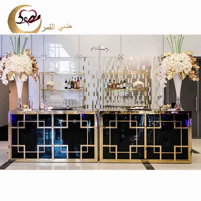Outdoor Wedding Stainless Steel Frame Glass Contemporary Commercial Bar Counter for Hotel &amp; Living Room