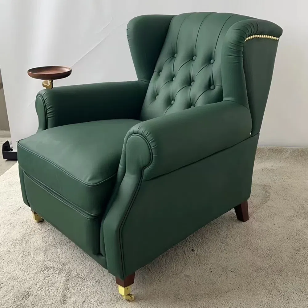 Accent Chairs with Gold Bar Room Genuine Leather Lounge Arm Chair MID Century Modern Accent Chair