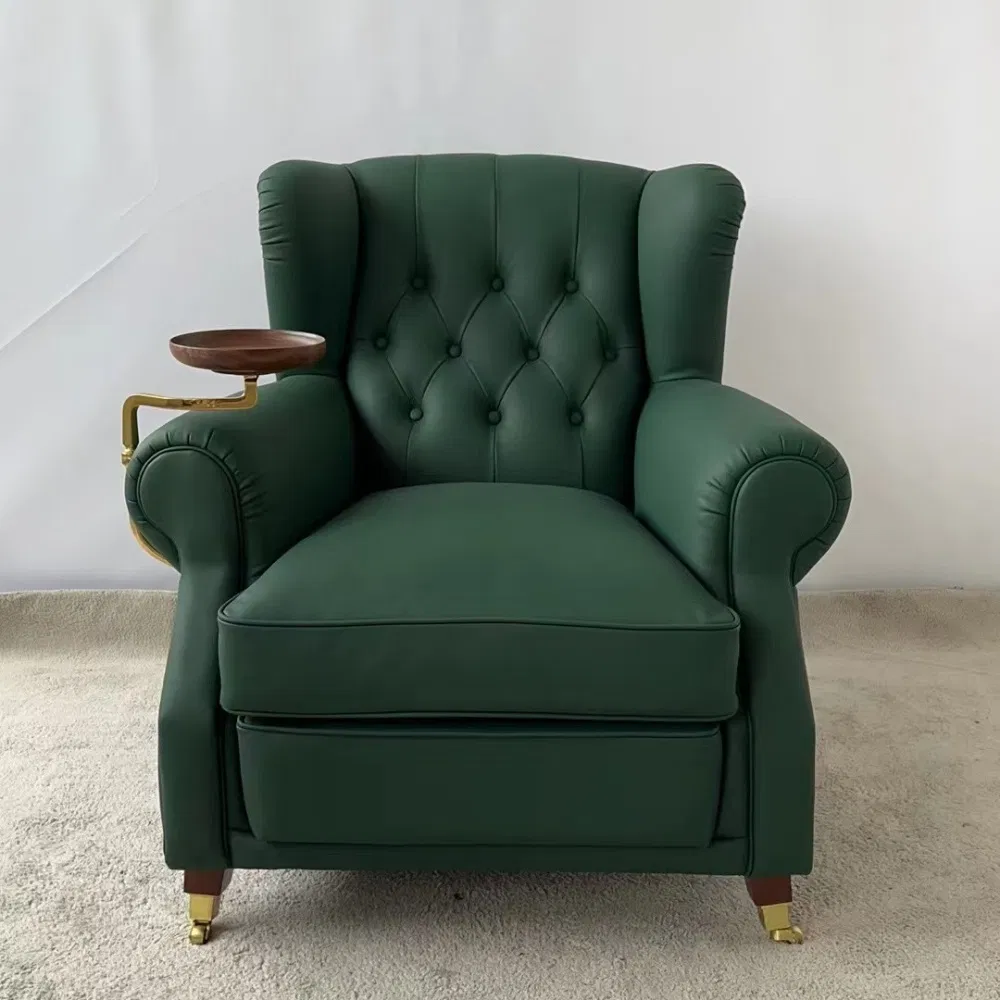 Accent Chairs with Gold Bar Room Genuine Leather Lounge Arm Chair MID Century Modern Accent Chair
