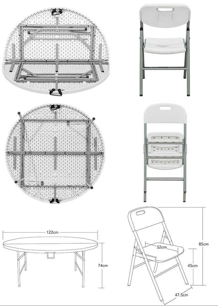 4FT Round Fold-in-half Table set display 2