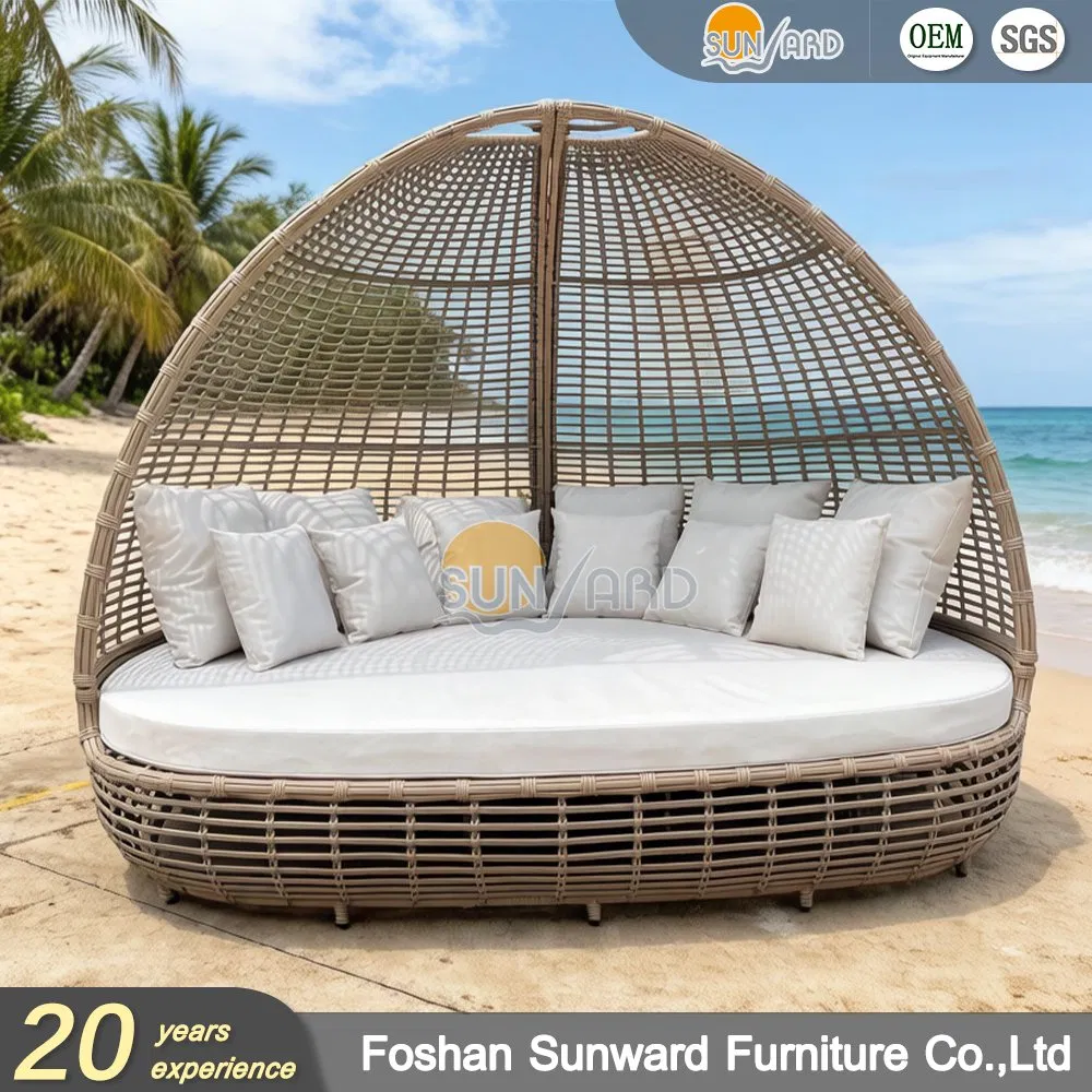 Modern Design Garden Patio Rattan Sunbed Outdoor Leisure Sofa Bed Bird Nest Daybed