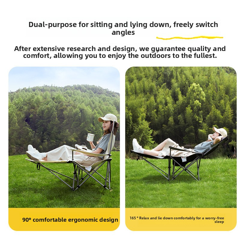 Outdoor Lounge Chair Midday Rest Portable Ultra-Lightweight Stainless Steel Frame 600D Oxford Cloth Sit-and-Recline Dual-Use