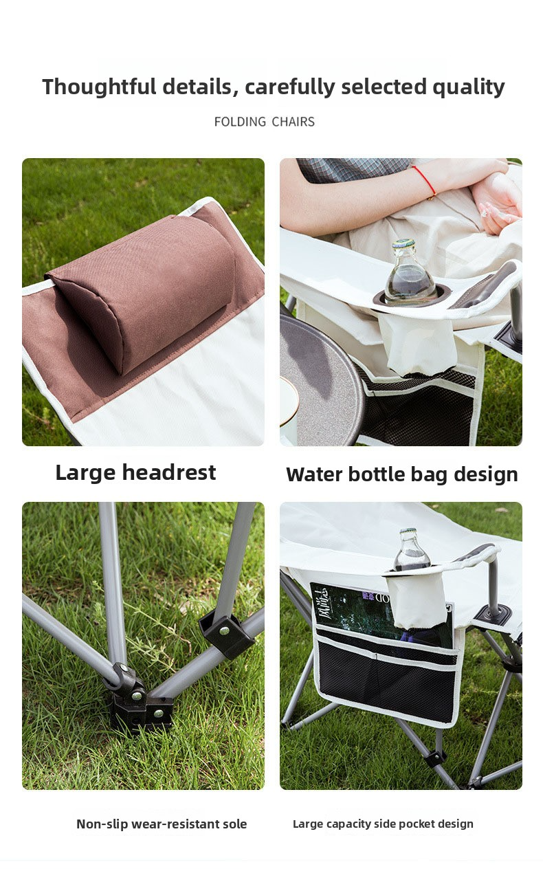 Outdoor Lounge Chair Midday Rest Portable Ultra-Lightweight Stainless Steel Frame 600D Oxford Cloth Sit-and-Recline Dual-Use