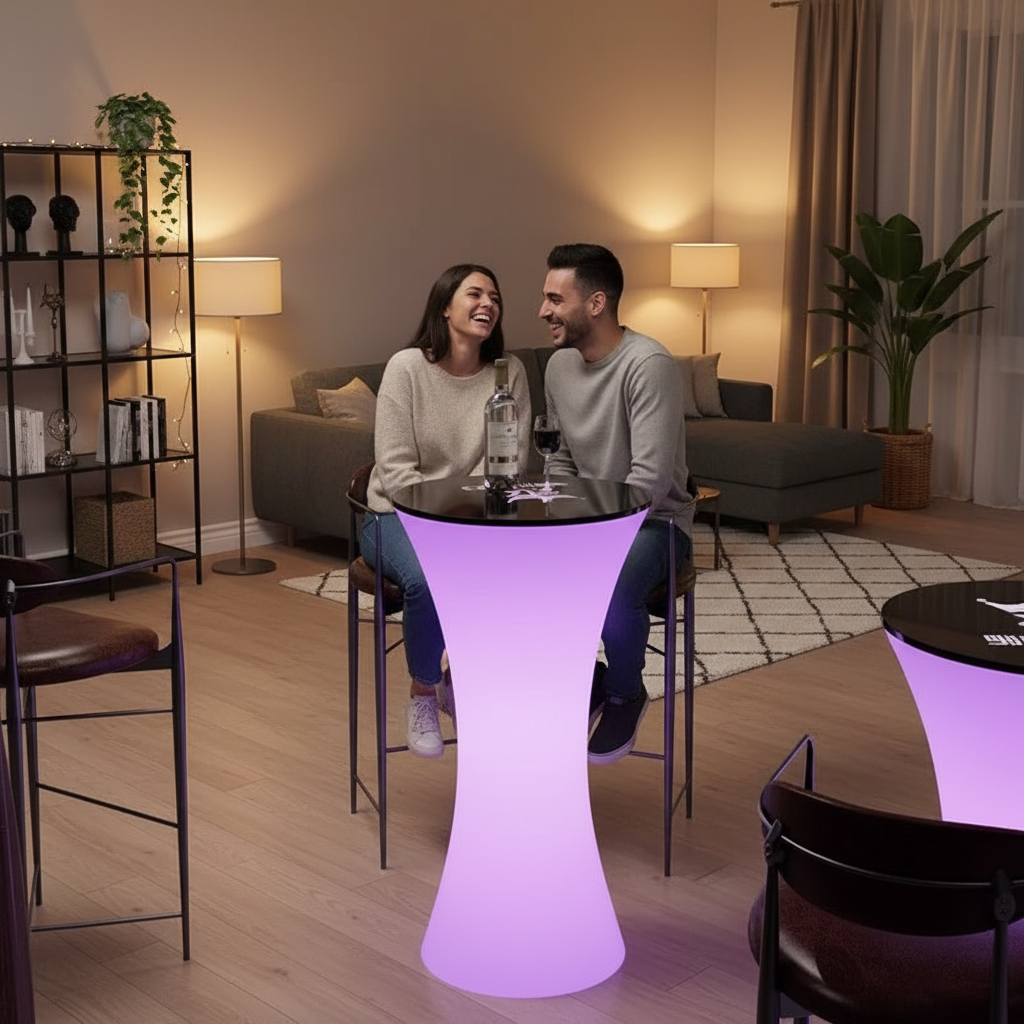Light up Night Club Lounge Outdoor High Top Cocktail Led bar Furniture Table and Chairs Led Round Tables for Event Party Garden