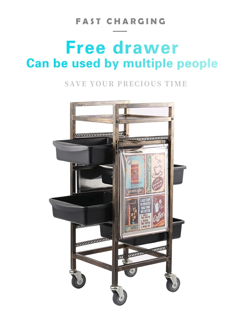 Stylish Rolling Bar Cart with Wine Rack and Glass Holder