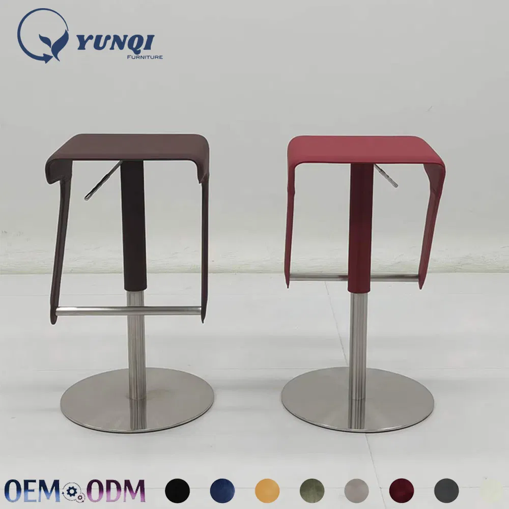 Modern Red &amp; Dark Brown Bar Stool Ergonomic Adjustable Counter Height Stool with Round Metal Base