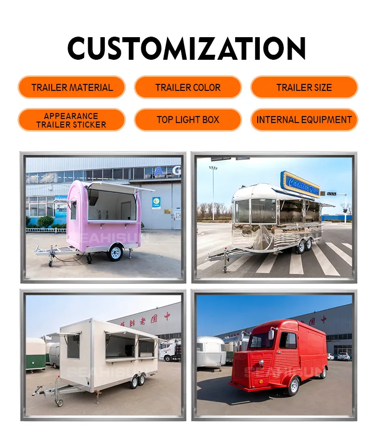 Business Coffee Food Trailer Ice Cream Concession Mobile Kitchen Trailer Mobile Drink Juice Bar Cocktail Station Van Street Food Cart
