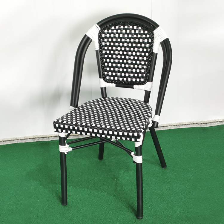 French Bistro Outdoor Furniture Outdoor Rattan Chair Wicker Coffee Restaurant Garden Aluminium Dining Table and Chair Set