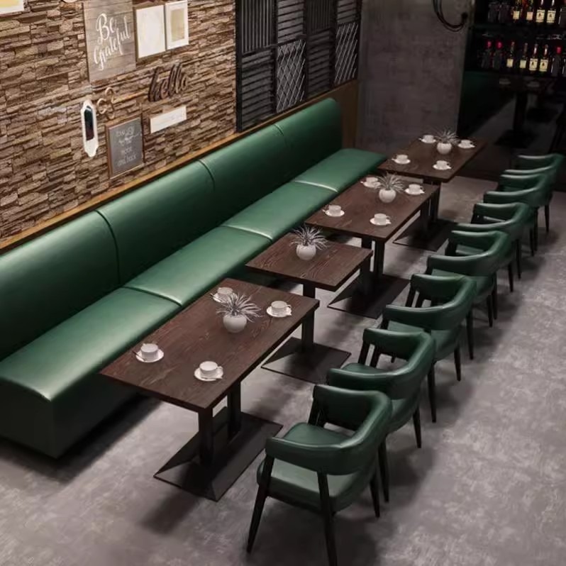 Modern Industrial Style Clear Bar Table Chair Set Western Music Pub Retro Dining Booth Wall Sofa for Restaurant Home Use Wood
