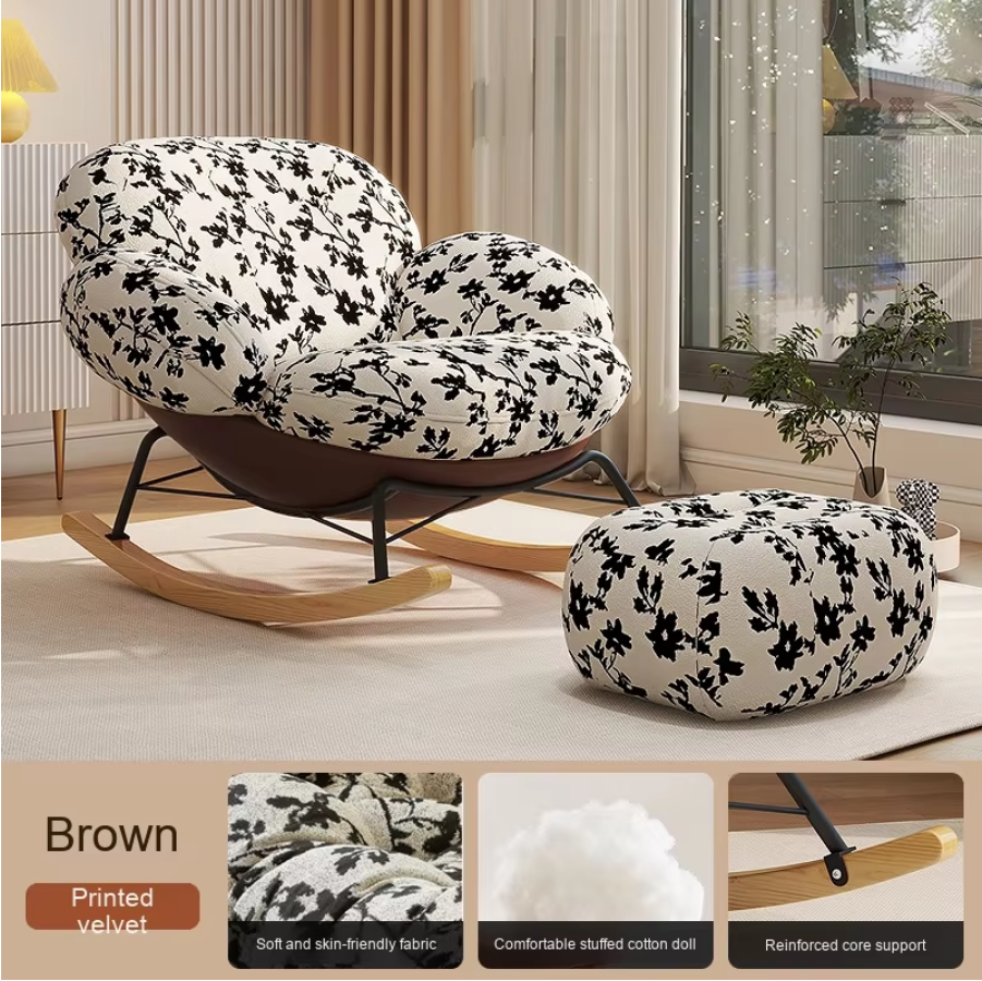 Factory Hot Sale Rocking Chair Modern Lounge Rocker Cozy Padded Glider Chair for Bedroom Swing Seat for Relaxing at Home Indoor