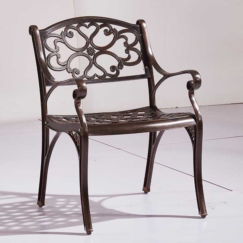 Modern Luxury Bistro Cast Aluminum Outdoor Chair Table Waterproof Garden Patio Dining Furniture Set