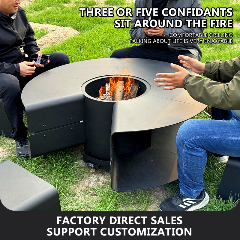 Modern Multifunctional Outdoor Fire Table With Wood Burning Heating For Garden Patio BBQ Use