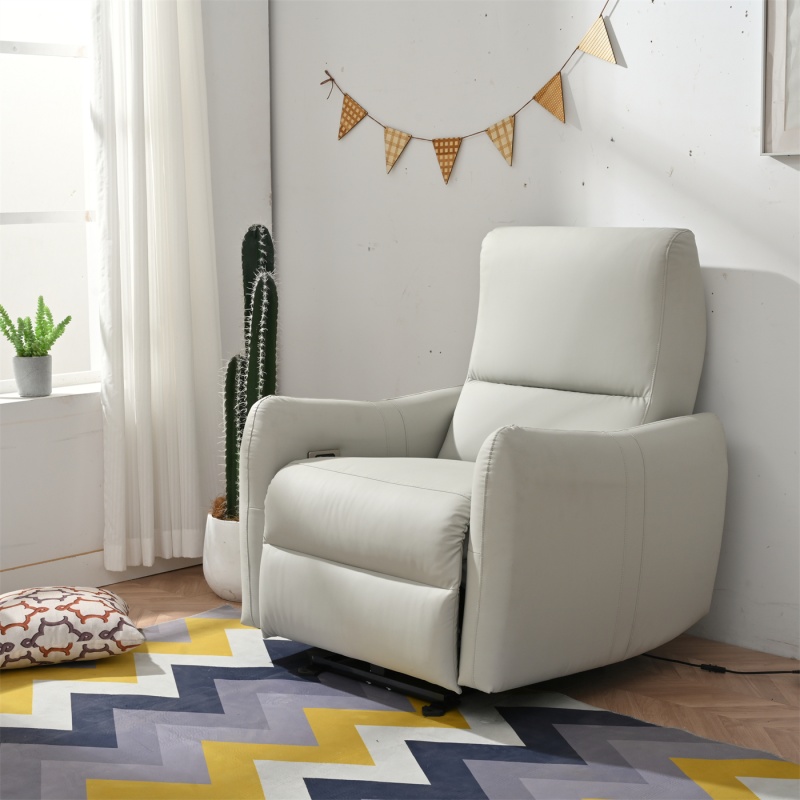 Modern Bedroom Living Room Hotel Comfortable Luxury Single Seat PU Padded Power Reclining Swivel Glider Sofa Chair