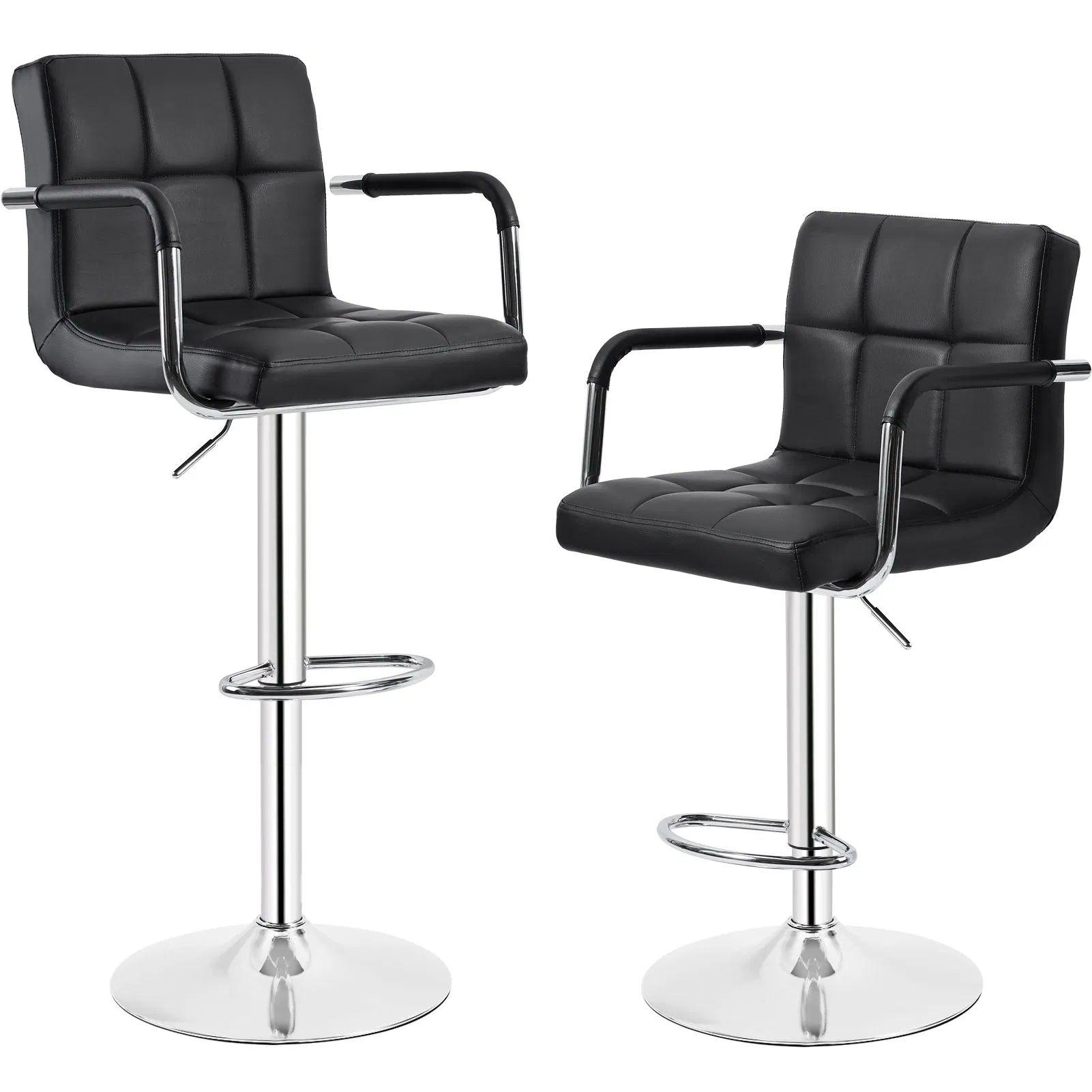 Adjustable Height Swivel Leather Upholstered Commercial Counter Bar Chair Stool