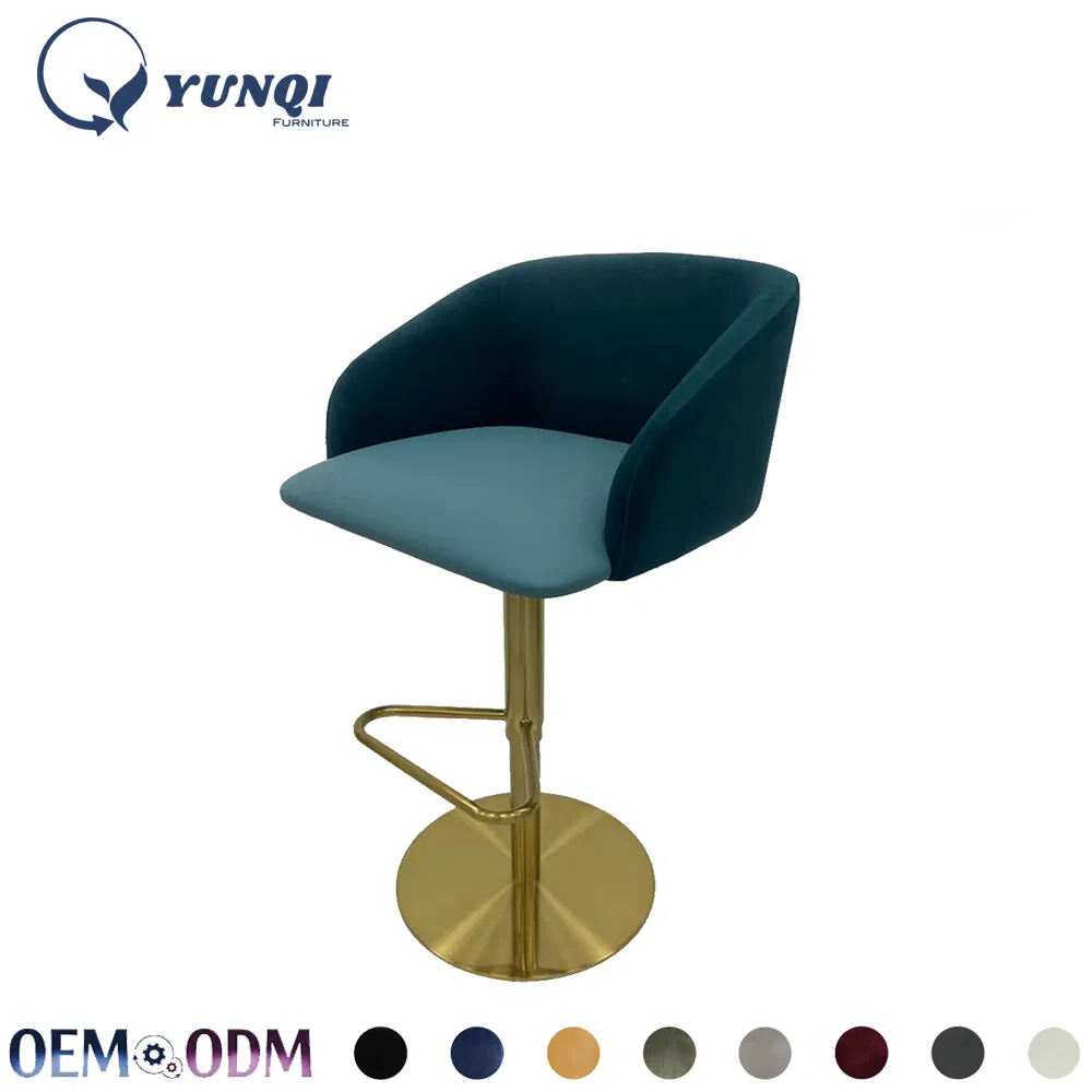 Customized Vintage Style PU Leather Velvet Fabric Bar Stools Hotel Restaurant Kitchen Bar Chair Counter Height Home Barstool